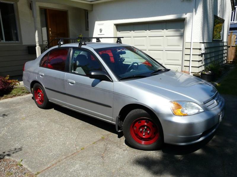 All red!  Why spend a ton of money making your Civic look stupid when you can do what I did and spend $30? (not including the subs)