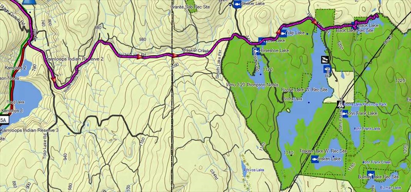 Route from Hwy 5 to Black lake
