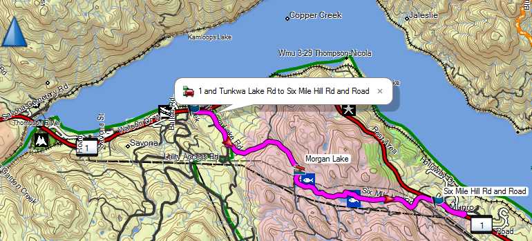 Route from Savona or Tobiano