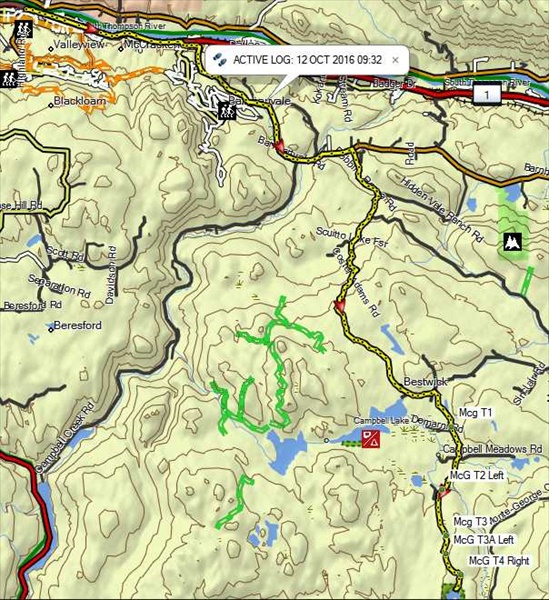 Route from Kamloops to McGlashan Lake