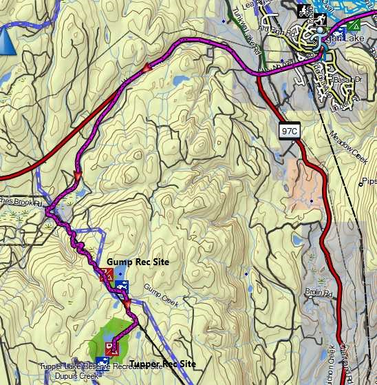 Route shown from Logan lake