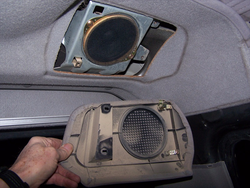 Rear speaker cover removed
