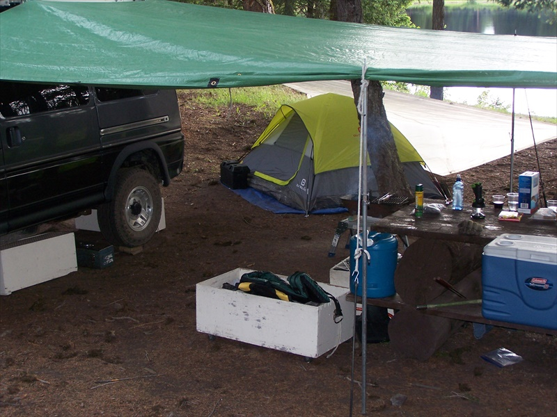 Our camp prepared for rain
