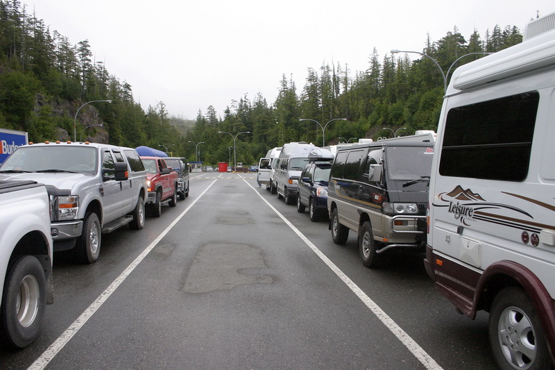 Waiting for boarding on a ferry terminal in Port Hardy.