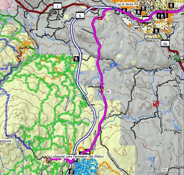 Route to Lodgepole from Kamloops