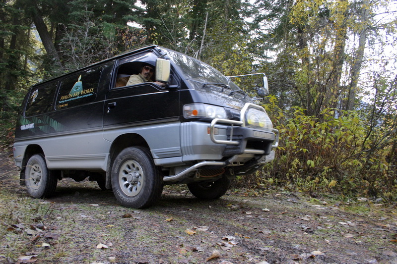 Falco leaving the campsite.