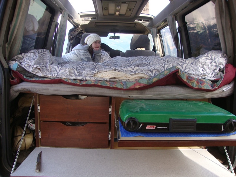 My camping box/bed system