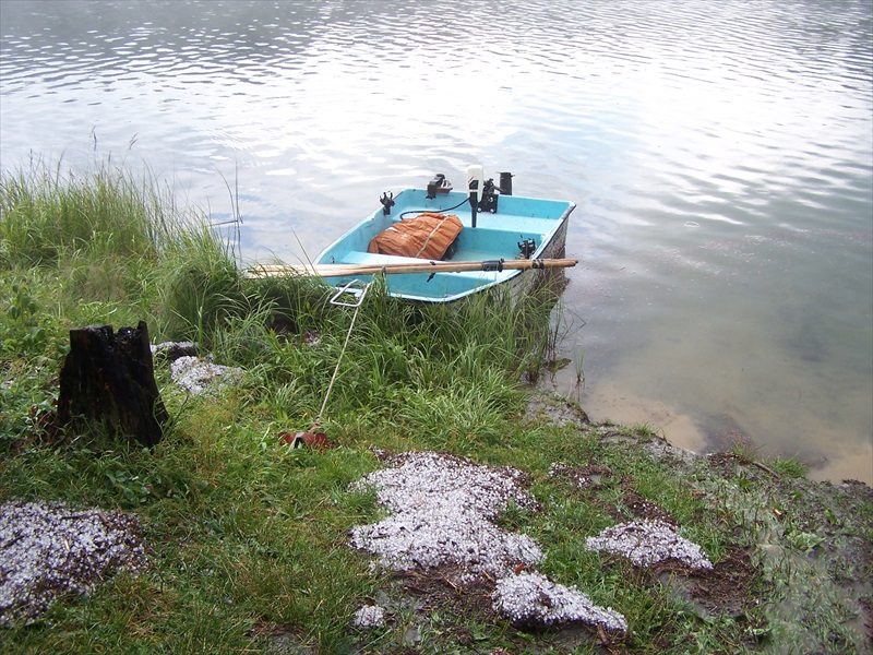 Hail and water washed into the Lake