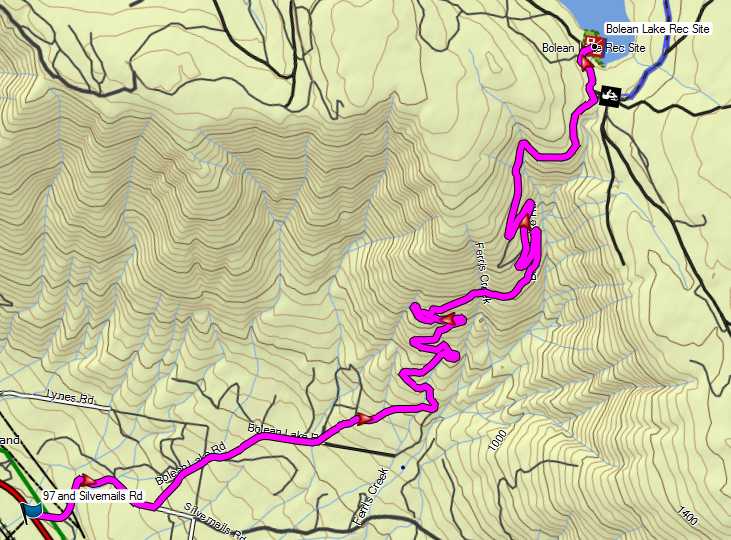 Route from Falkland