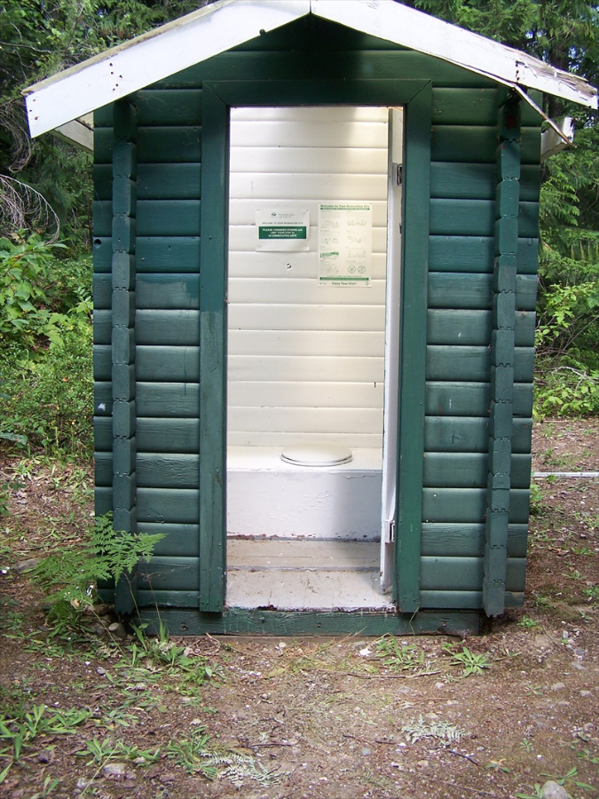 Old style Outhouse with bench seating