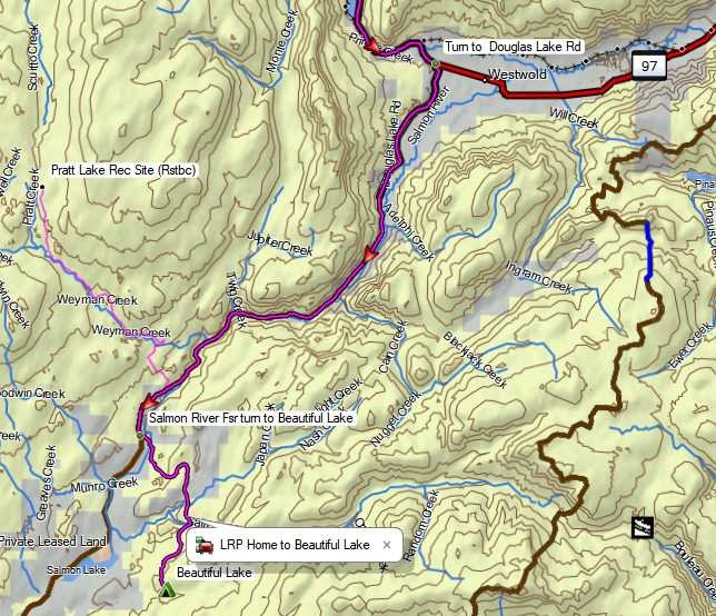 Route to Lake from Westwold