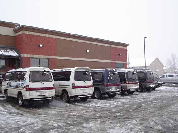 Six Delicas in a row. One just has to be different and back in.