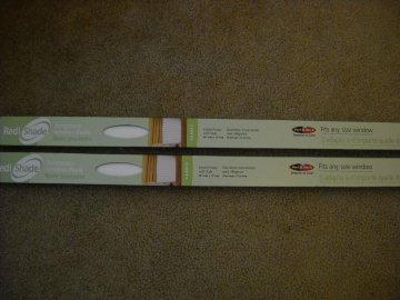 FABRIC RediShade curtains from Home Depot.