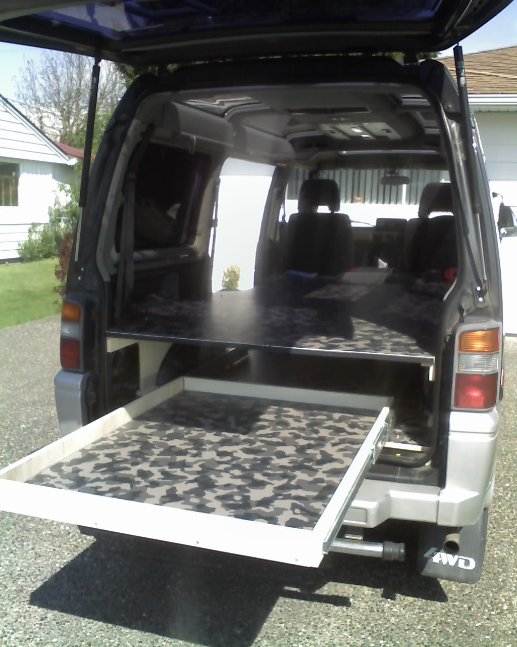 And with the sleeping platform installed. Now everything should be out of sight and stored neatly, but with easy access.